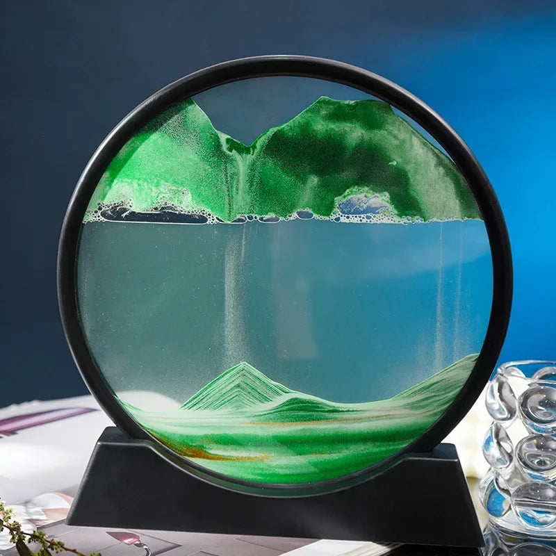 3D Moving Sand Art Picture Round Glass Deep Sea Sandscape Hourglass